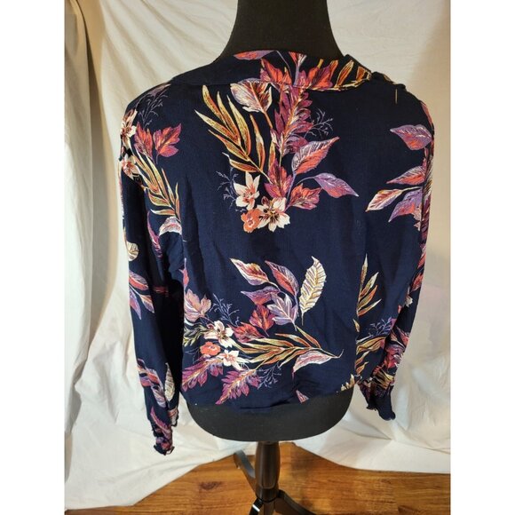 Patrons Of Peace Cardigan Women Large Black Floral Open Front Waterfall Kimono M - Picture 5 of 6